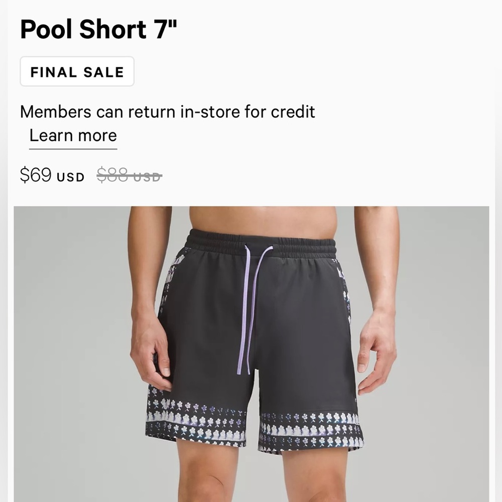 Lululemon brand new pool short men - L